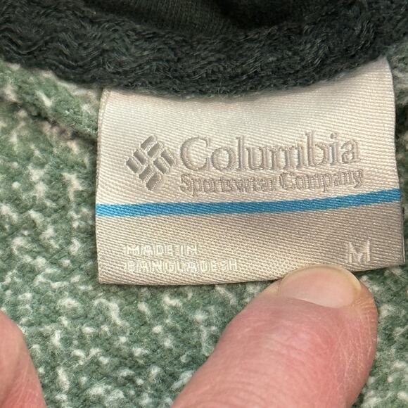 Columbia Hoodie Mens Medium Green Pullover Two Tone Kangaroo Pocket Sweatshirt - Picture 3 of 11